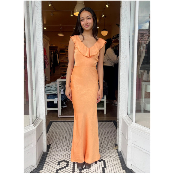 Elegant Orange Melon Midi Dress - Picture 1 of 9